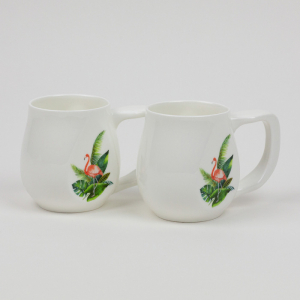 A pair of Flamingo mugs made from fine bone china and mad in Britain.